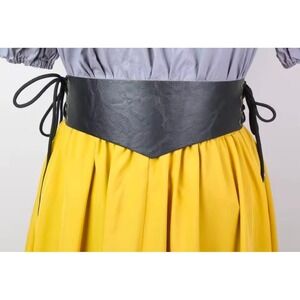 Womens Black Faux Leather Corset Belt Lace Up Waist Cinch Renaissance Pirate